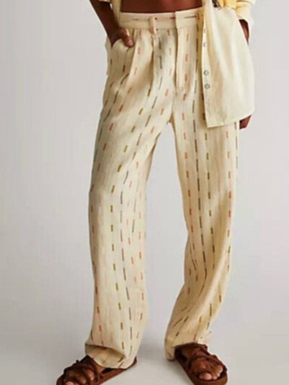 Free People Printed Linen Pants